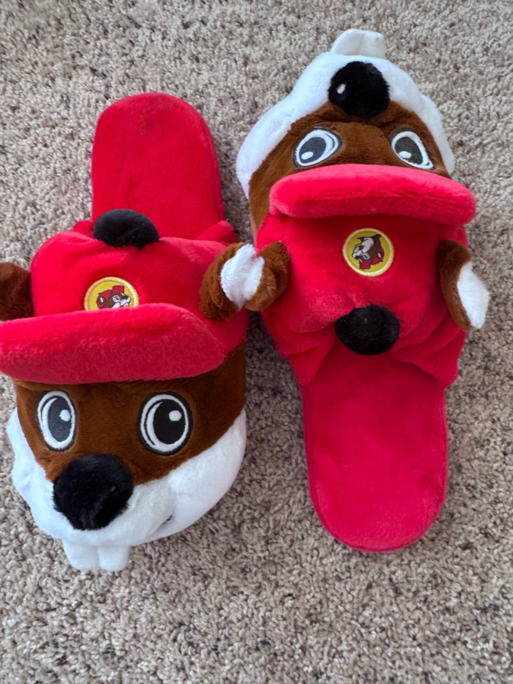 Buc-ee's Beaver Plush Red Indoor Slippers Men’s XL